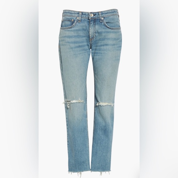 RAG & BONE Dre Slim Boyfriend Distressed Light Blue Jeans | 25, 26, 27 - Picture 5 of 6